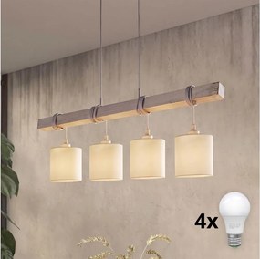 Brilagi - Candelabru LED suspendat pe cablu NUBILA 4xE27/60W/230V gri/crem