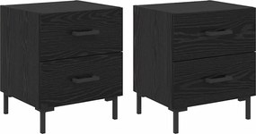 vidaXL Dulap de noapte cu sertar 2 pcs Stejar Negru 40 x 35 x 47,5 cm