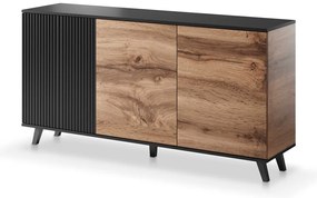 Comoda Random KM1 stejar wotan/negru - L160 x A40 x h82 cm