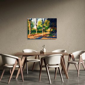 Tablou pe sticlă - Pădure de vară însorită, pictură (70x50 cm)