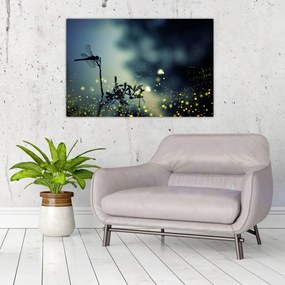 Tablou - Libelula în noaptea strălucitoare (90x60 cm)