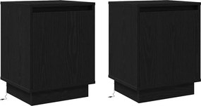 vidaXL Dulap de noapte 2 pcs Stejar Negru 39 x 34,5 x 50 cm