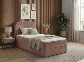 Pat tapitat boxspring FORENA 90x200 cm roz antic Saltea: Saltea cu arcuri Bonell