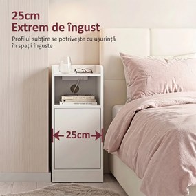 HOMCOM Set 2 Noptiere pentru Dormitor cu Dulap și Raft Deschis, Alb | Aosom Romania