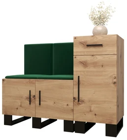 Set mobilier pentru hol Amanda 18 (Stejar artisan + verde). 1086016
