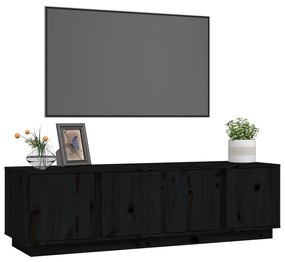Comoda TV, negru, 140x40x40 cm, lemn masiv de pin