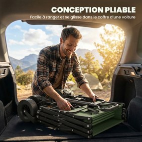 Outsunny Cărucior de grădină pliabil 130L cu roți, remorcă robustă cu frâne, mâner reglabil, verde | Aosom Romania