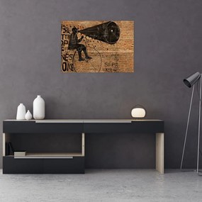 Tablou - Barbat cu biciclete stil Bansky (70x50 cm)