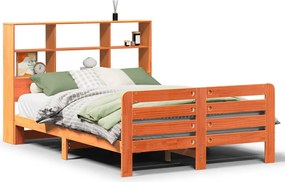 vidaXL Cadru pat fără saltea, maro ceruit, 135x190 cm, lemn masiv pin