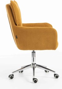 HR250K Scaun Catifea Reiată Premium Ruloare Curry Galben Bază Cromata