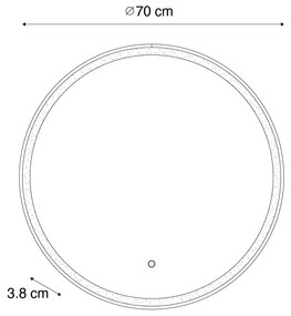 Oglinză de baie neagră 70 cm cu LED cu dimmer tactil - Miral
