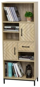 HOMCOM Biblioteca din Lemn cu Compartiment inchis, Sertar, Compartimente Deschise, pentru Casa si Cabinet, 60 x 30 x 150cm | Aosom Romania