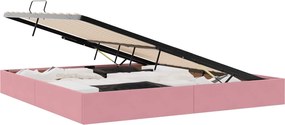 vidaXL Pat cu storage cu headboard Roz 200 x 200 cm Catifea
