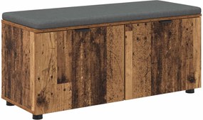 vidaXL Bancă pentru hol cu pernă cu raft Lemn vechi 100 x 38 x 46 cm