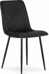 OFERTA Scaun de catifea neagra LAVA cu picioare negre calitatea a II-a