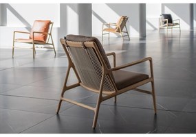 Fotoliu maro-natural cu tapițerie din piele Dedo – Gazzda