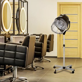HOMCOM Cască de Uscat Părul cu Înălțime Reglabilă, Cască pentru Păr cu Timer și Roți Pivotante, 65x65x115-165 cm, Negru | Aosom Romania