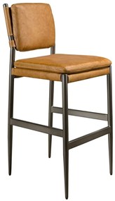 Scaun de bar tapitat cu piele naturala Brown