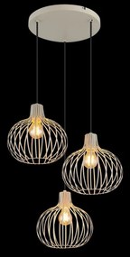 Globo 33379319 - Lustră MATEO suspendată pe cablu, 3xE27/40W/230V, bej