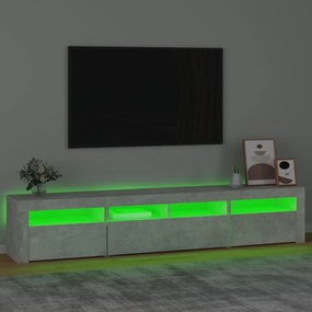 Comodă tv cu lumini led, gri beton, 210x35x40 cm