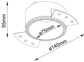 Spot incastrabil design tehnic Share alb, argintiu 7,5cm
