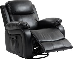 HOMCOM Fotoliu de masaj cu 8 capete vibrante, fotoliu relax, spătar reglabil + suport pentru picioare, Negru | Aosom Romania