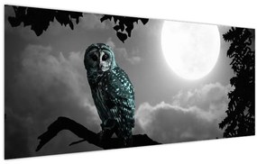 Tablou - Bufniță de noapte, albastru (120x50 cm)