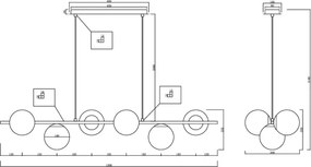 Ondaluce - Lustră suspendată pe cablu MONILE, 6xE14/10W/230V, auriu/alb