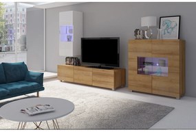 Mobilier living Calabria C7 (Alb + Stejar auriu) (fără iluminat). 1051615