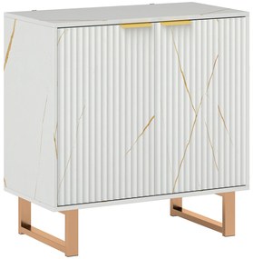 HOMCOM Bufet pentru living, mobilier de depozitare stil modern cu dulap cu 2 uși canelate, poliță reglabilă, picioare din metal, alb | Aosom Romania