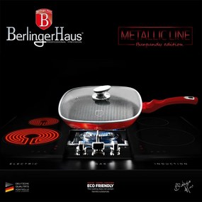 Tigaie Grill cu capac 28 cm Burgundy Metallic Line Berlinger Haus BH 1613N