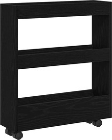 vidaXL Trolley pentru Depozitare Îngust Stejar Negru 60 x 18 x 70 cm