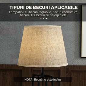Lampa de Podea cu Rafturi, Inalta cu Abajur din Material Textil (Becul nu este Inclus), Nuc Maro si Maro Deschis, Φ42x166cm HOMCOM | Aosom RO