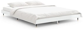 832183 vidaXL Cadru de pat, alb extralucios, 135x190 cm, lemn prelucrat