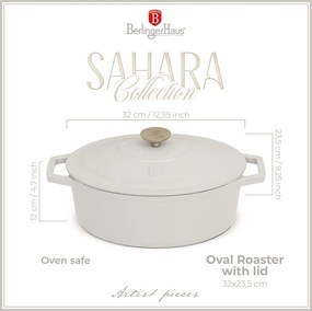 Oală fontă ovală 32 cm Sahara Berlinger Haus BH 8967, emailată, cu capac
