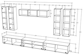 Living haaus Haga V4, Antracit/Stejar Wotan, L 360 cm
