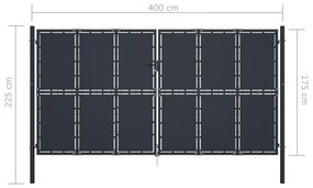 Poarta de gradina, antracit, 400 x 175 cm, otel 400 x 175 cm