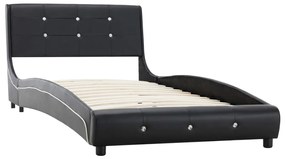 280317 vidaXL Cadru de pat, negru, 90 x 200 cm, piele ecologică