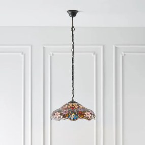 Endon 64325 - Candelabru Tiffany SULLIVAN suspendat pe lanț, 1 x E27, 60 W, 230 V, Ø 40 cm