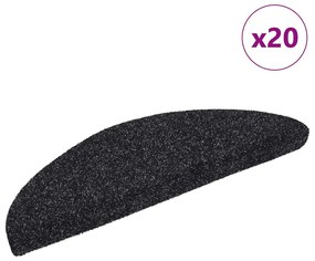 vidaXL Covorașe autoadezive pentru scări, 20 buc., 56x17x3 cm, negre, semirotunde