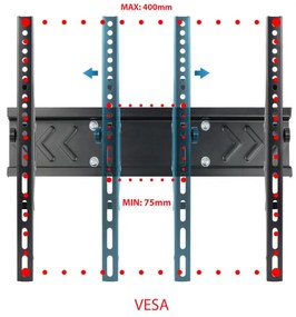 Suport TV de perete Esperanza ERW004, 26-70 inch, Max 55 kg, Vesa 400x400, Negru