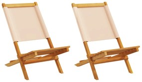 vidaXL Scaune de grădină 2 buc., bej, lemn masiv acacia și textil