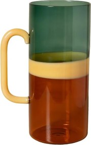 Carafă din sticlă borosilicată bicoloră, verde și portocaliu cu mâner galben, 20 × 9 cm, „Twiggy"