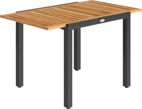 Outsunny Masă de Grădină Extensibilă 120/80x70 cm Cadru din Oțel și Blat din Lemn de Acacia pentru 4-6 Persoane Natural | Aosom Romania