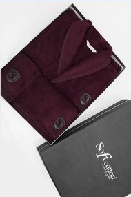 Halat pentru bărbați LUXURY + prosop + prosop de corp + cutie cadou L + prosop + prosop de corp + box Bordeaux