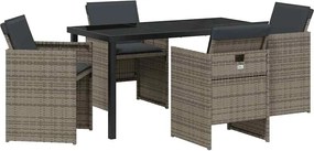 vidaXL Set de masă pentru grădină 5 pcs Gri poliratan