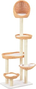 vidaXL Ansamblu pentru pisici cu stâlp din funie sisal, lemn de salcie