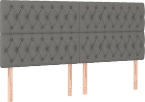 vidaXL Tăblie de pat gri închis 180x7x118/128 cm, material textil