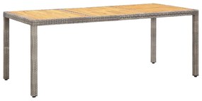 Masa gradina, gri, 190x90x75 cm, poliratan si lemn de acacia 1, Gri