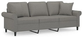 3153250 vidaXL Canapea cu 3 locuri cu perne&pernuțe gri închis 180 cm textil